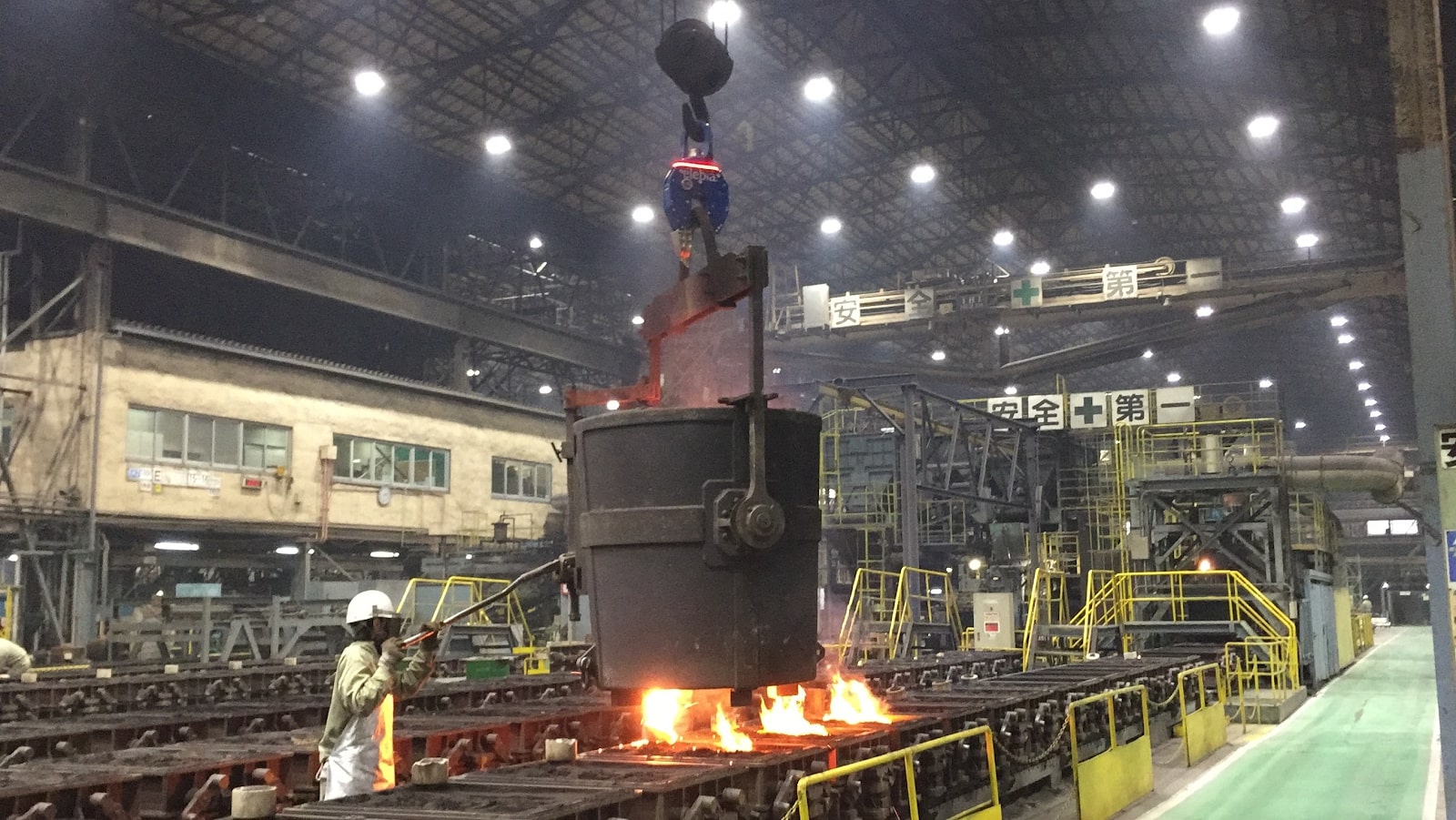 Steel mill crane operation by remote control