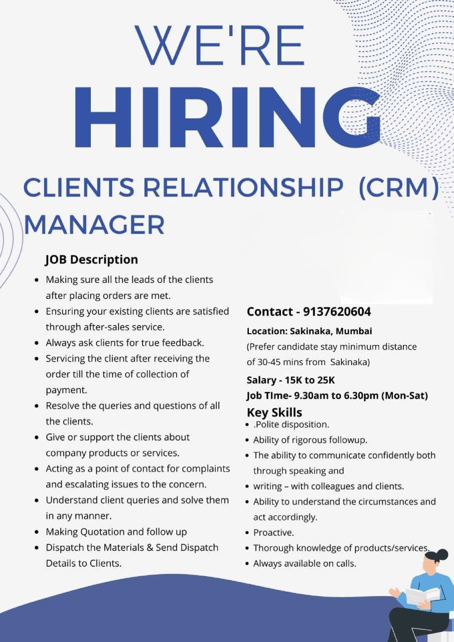 Hiring Pamphlet for client relationship manager