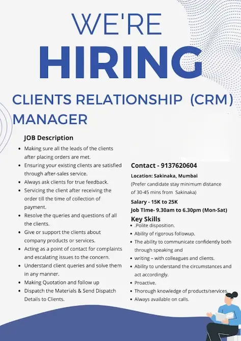 Hiring Pamphlet for client relationship manager