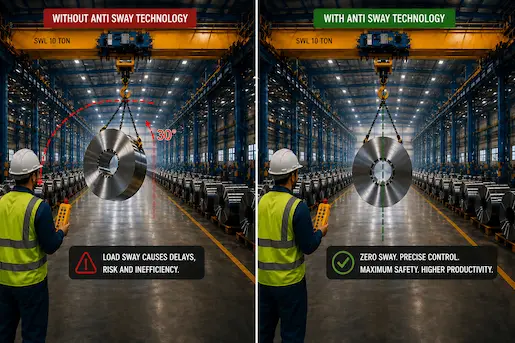 Anti-sway crane load control