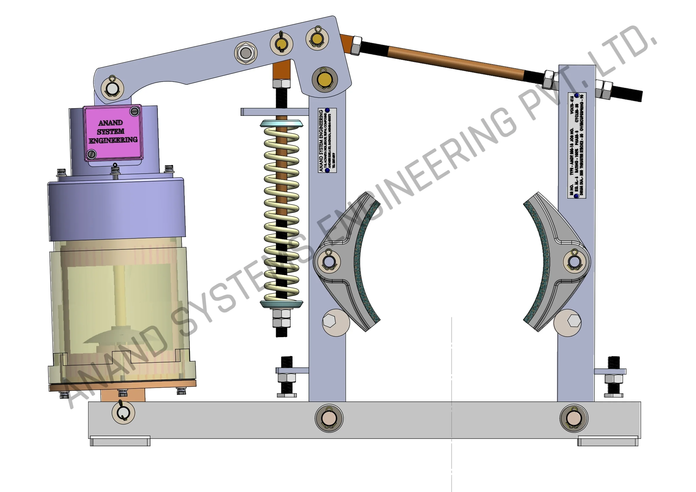 MDT 200-18 Mill Duty Thruster Brake 3D Model, for 200mm drums