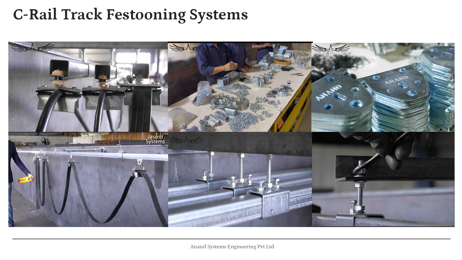 Detailed view of a rail festoon system component