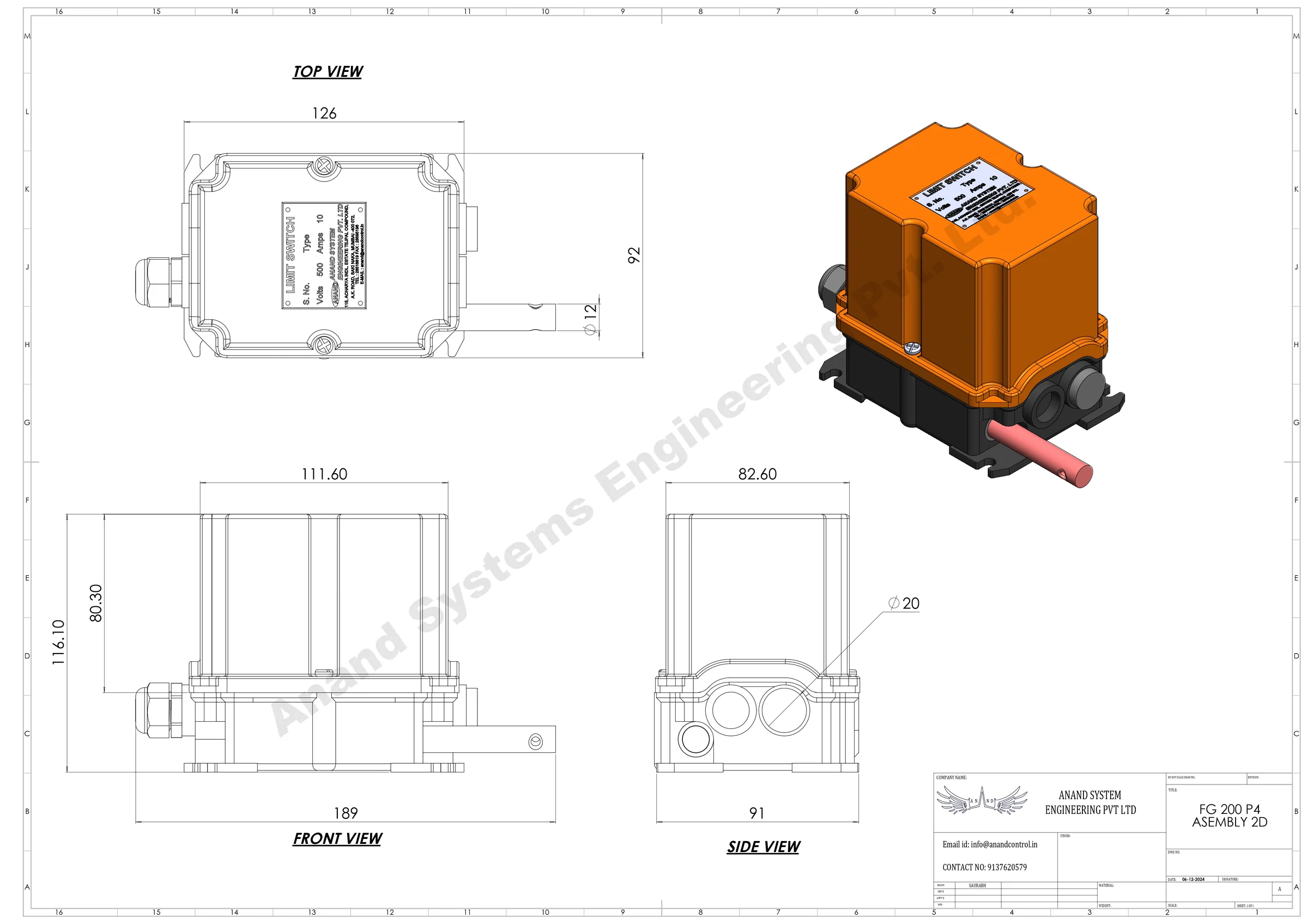 2D Drawing showing multi-stage control of FG200P4
