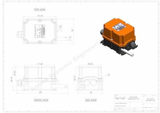 Technical Drawing of FG50P2 Limit Switch