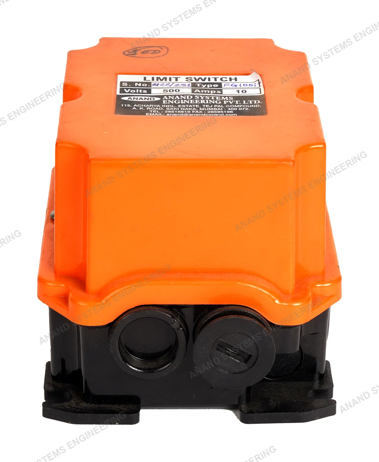 Anand FG series rotary geared limit switch showing the cable entries