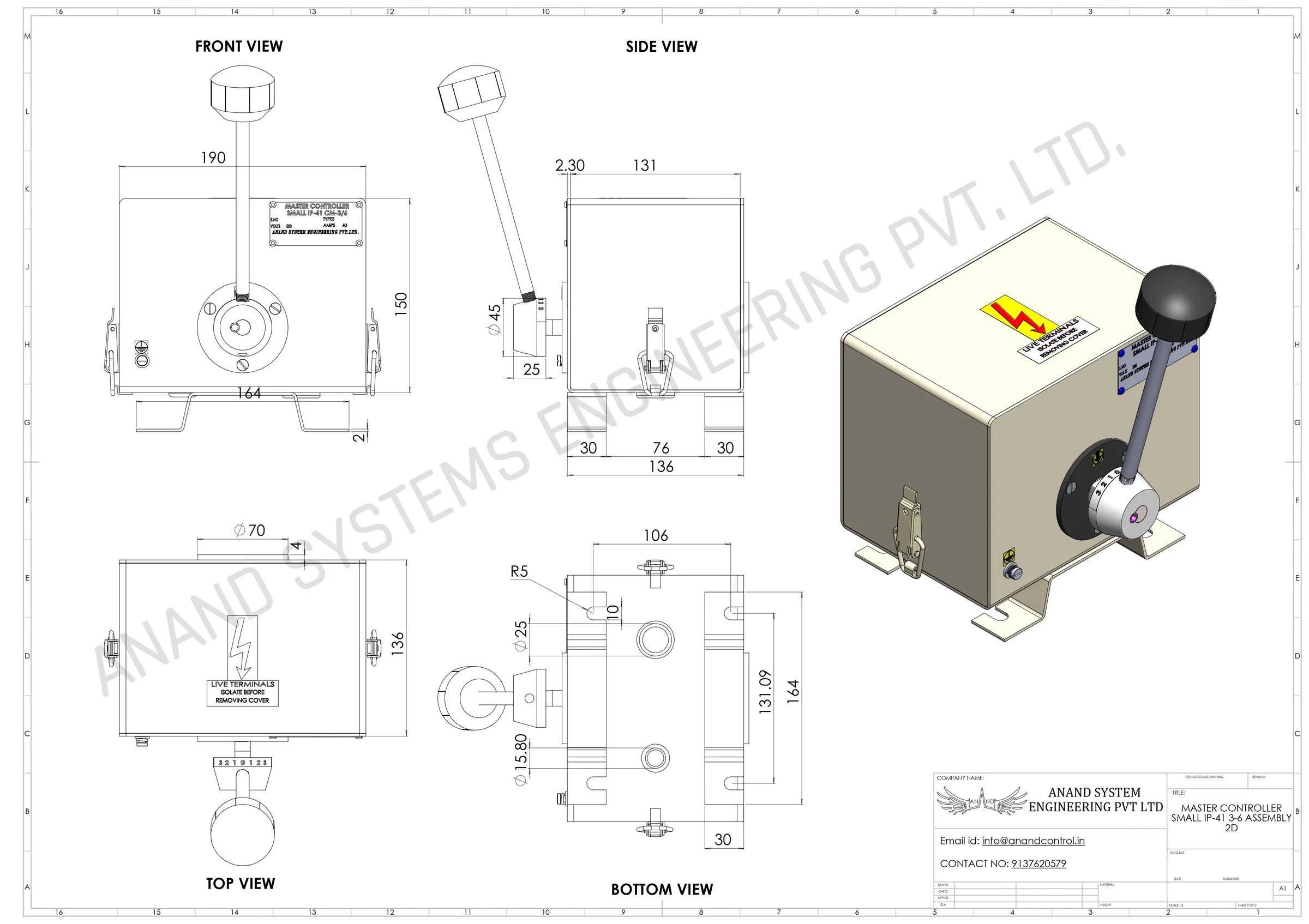 Technical Drawing of Master Controller CM 3/6/IP41
