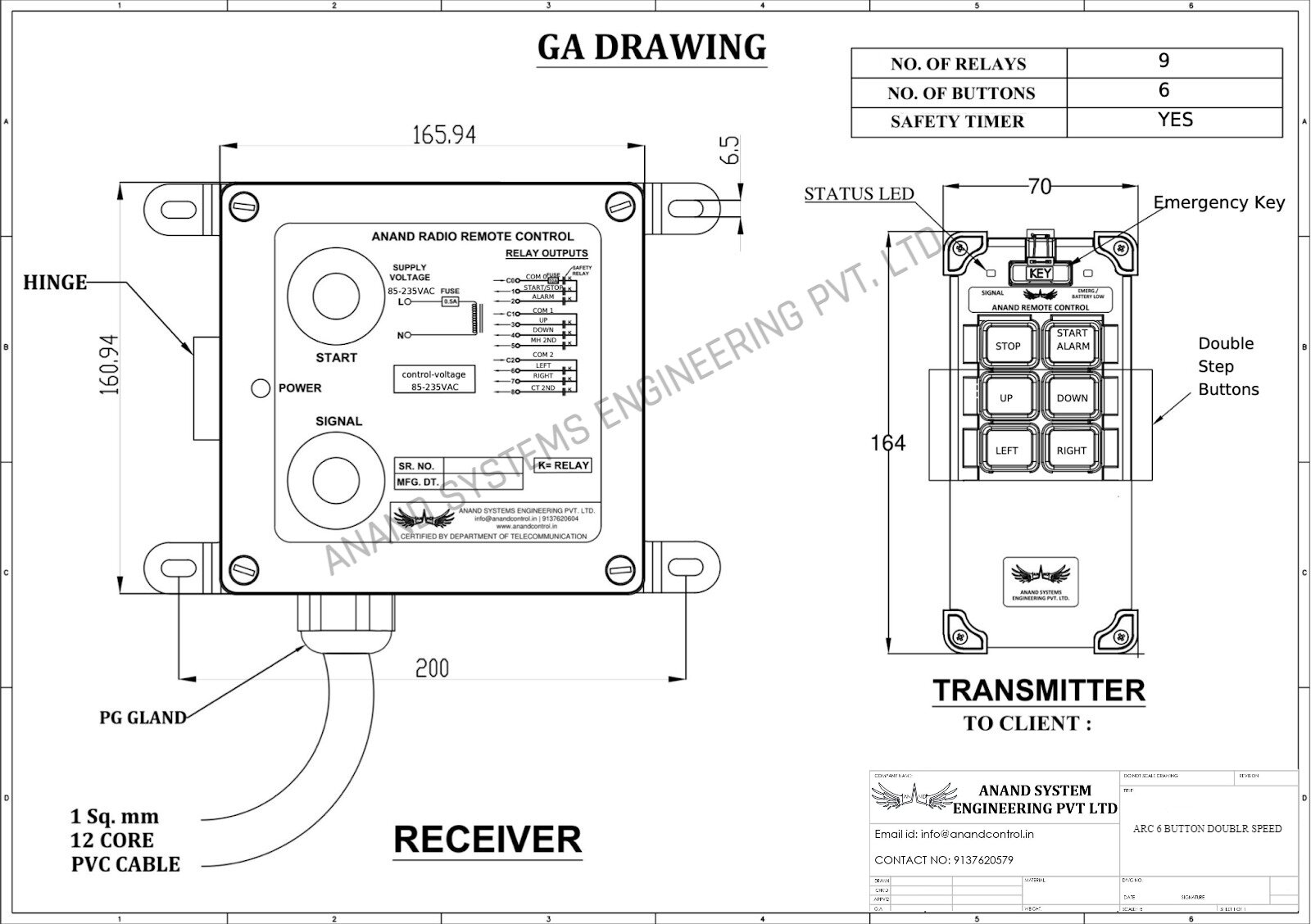 ARC 6 Button 2 Speed GA Drawing