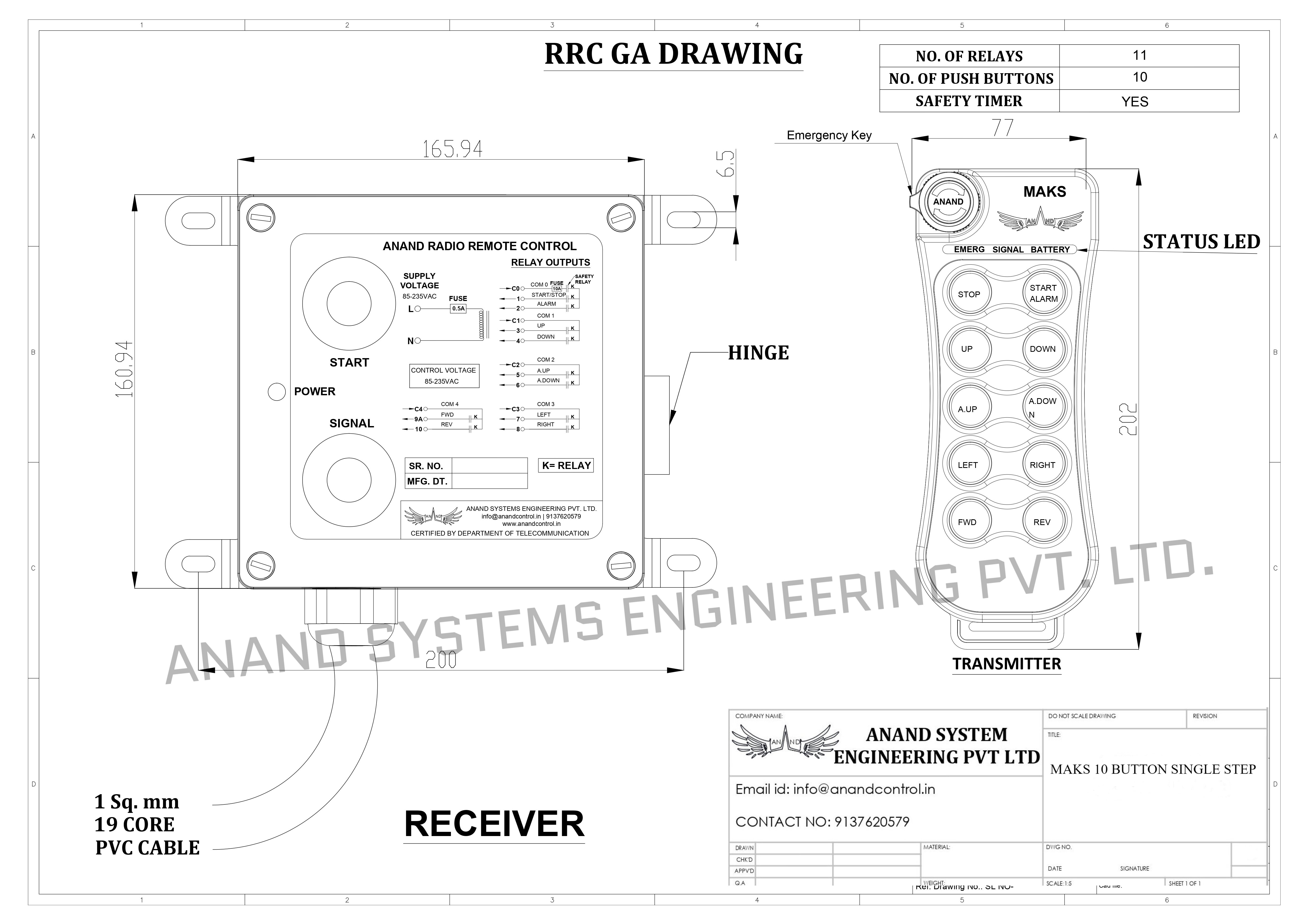 MAKS 10 Button Single Step GA Drawing