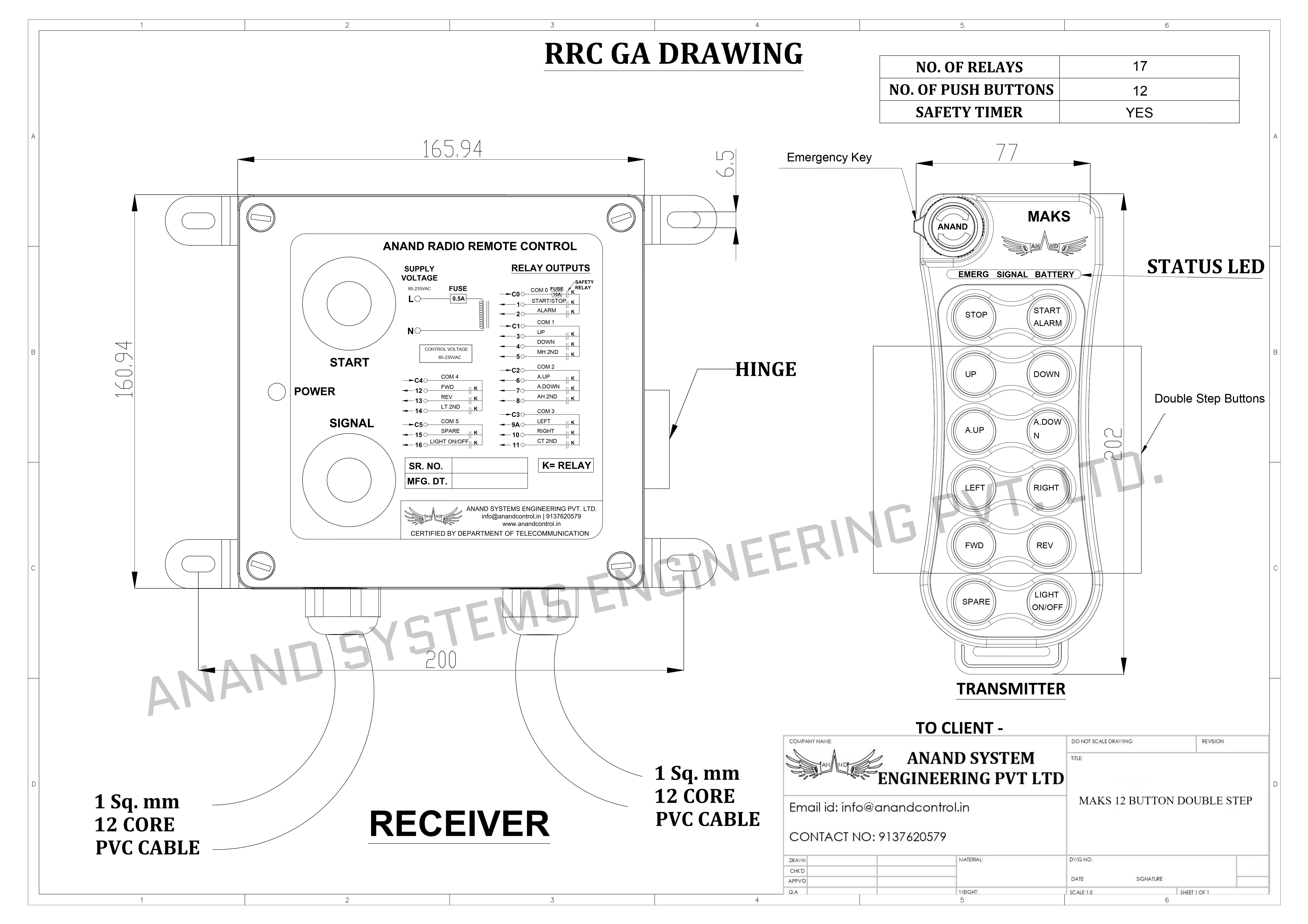 MAKS 12 Button Dual Step GA Drawing