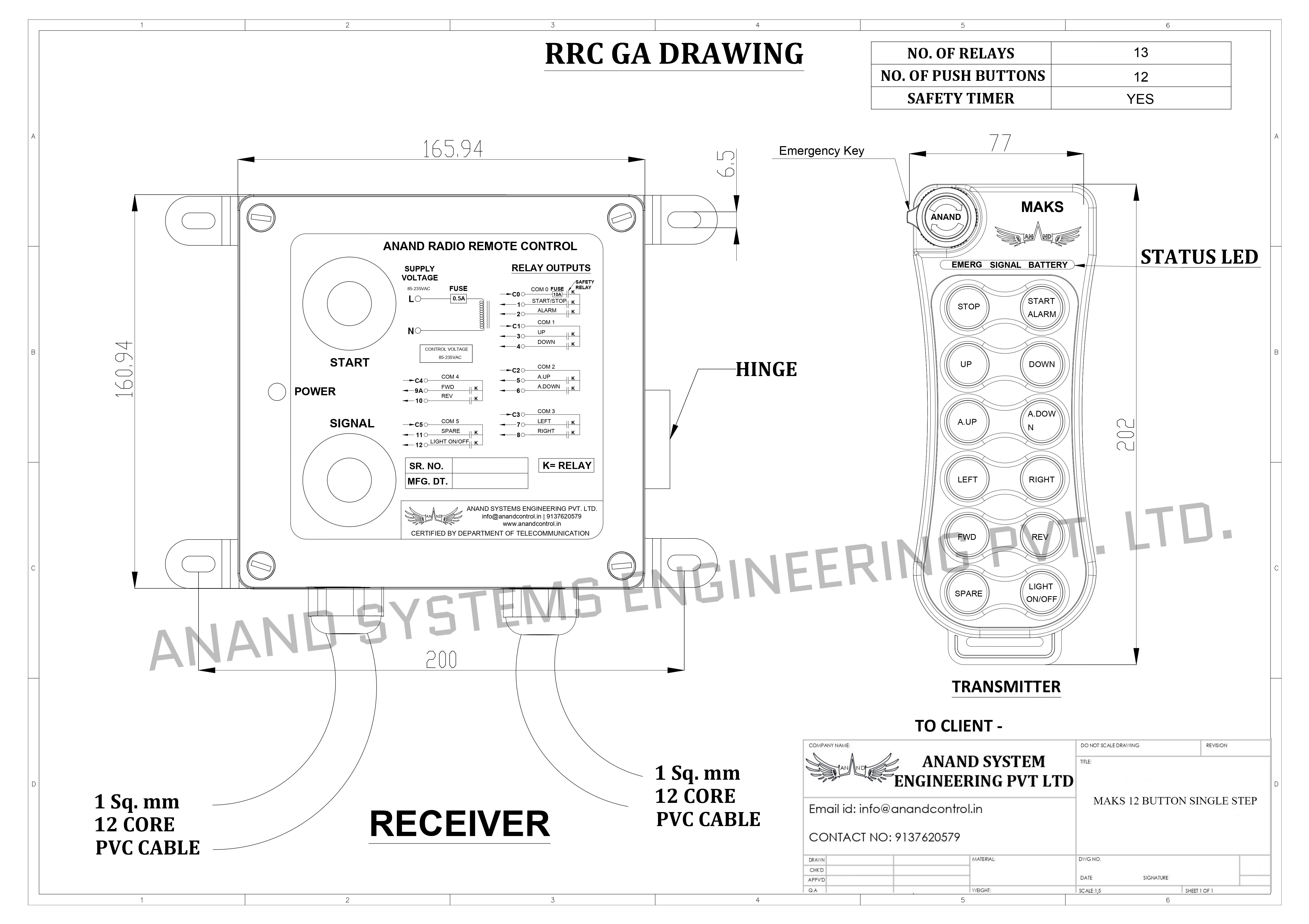 MAKS 12 Button Single Step GA Drawing