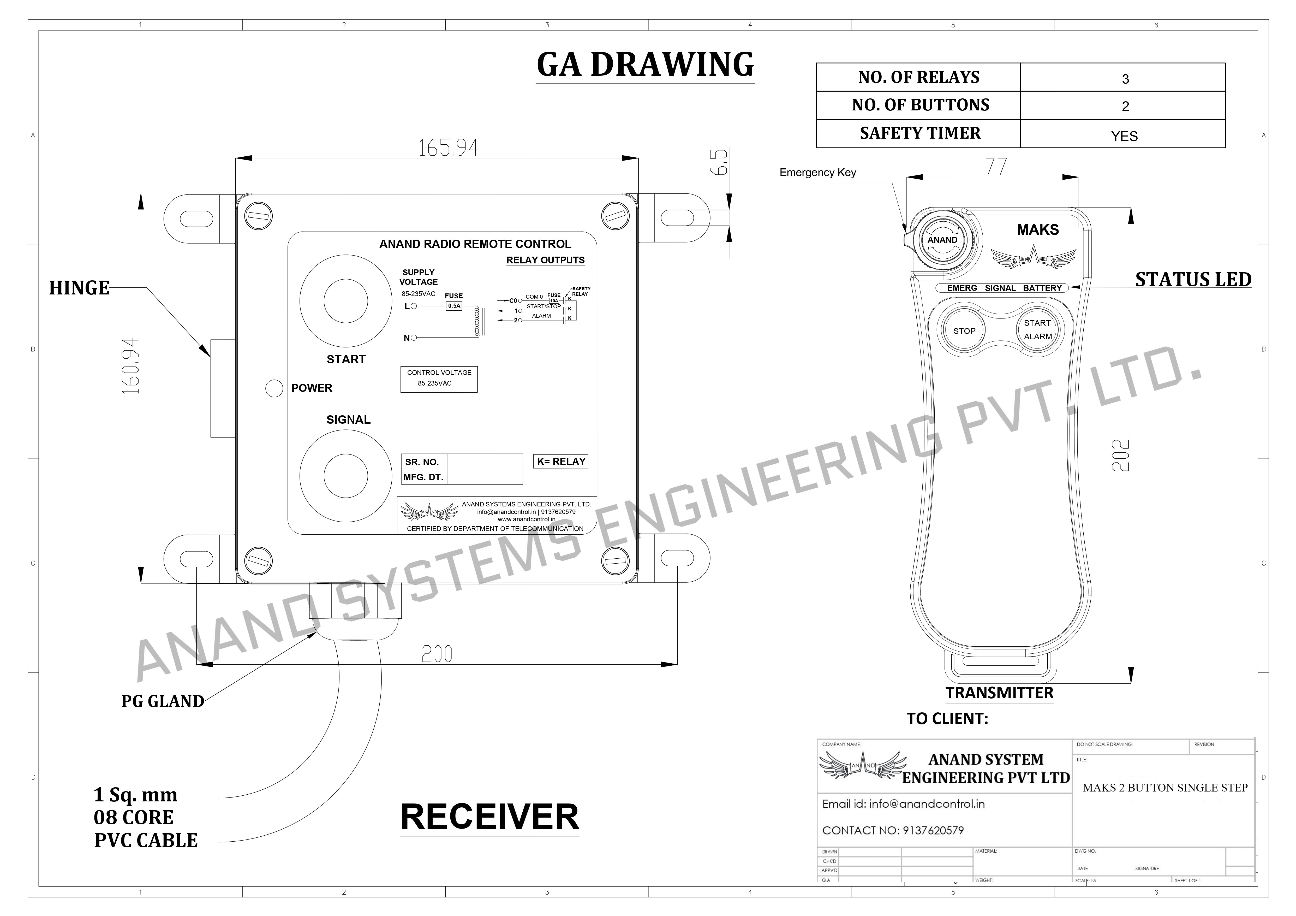 MAKS 2 Button Single Step GA Drawing
