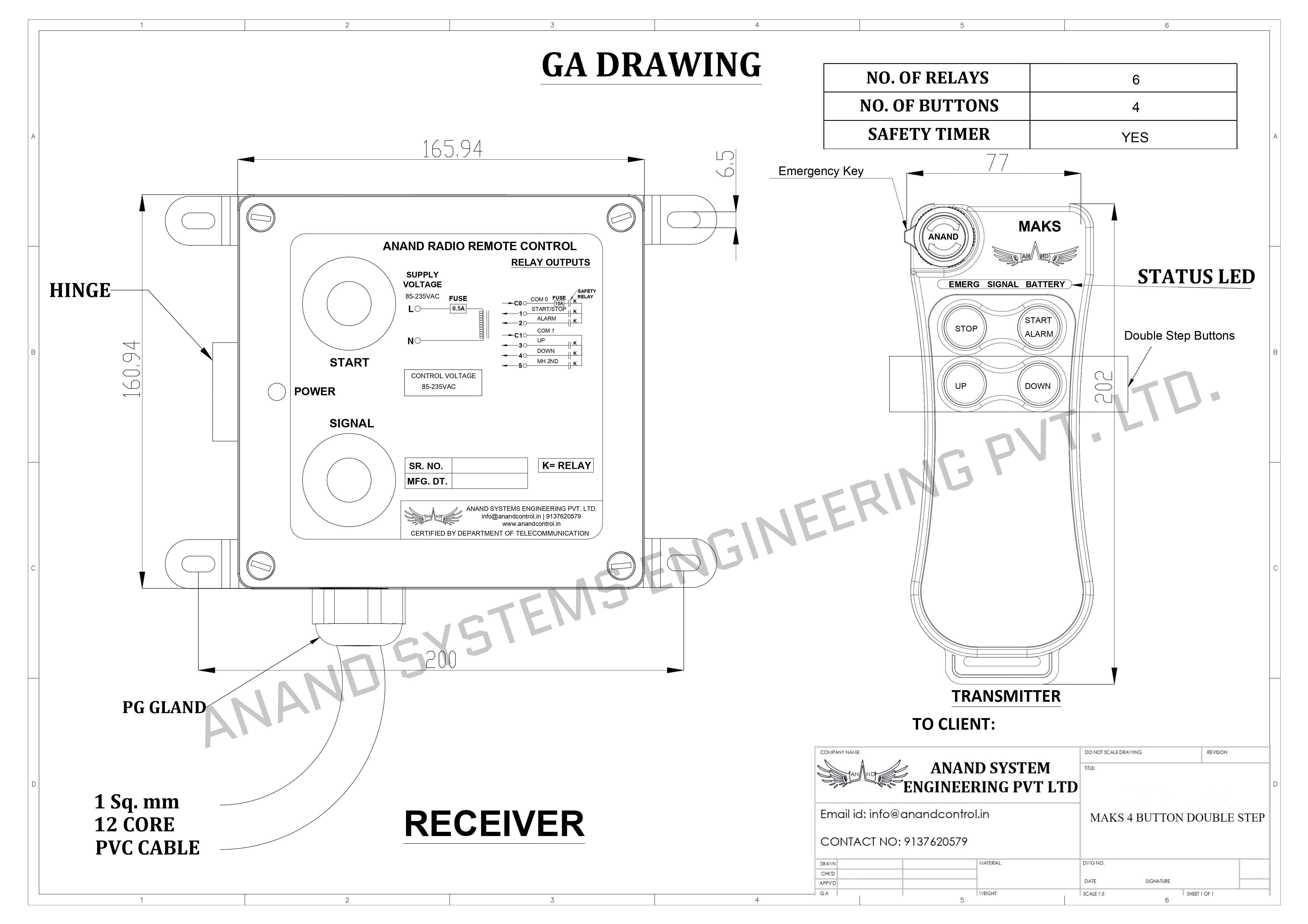 MAKS 4 Button Dual Step GA Drawing