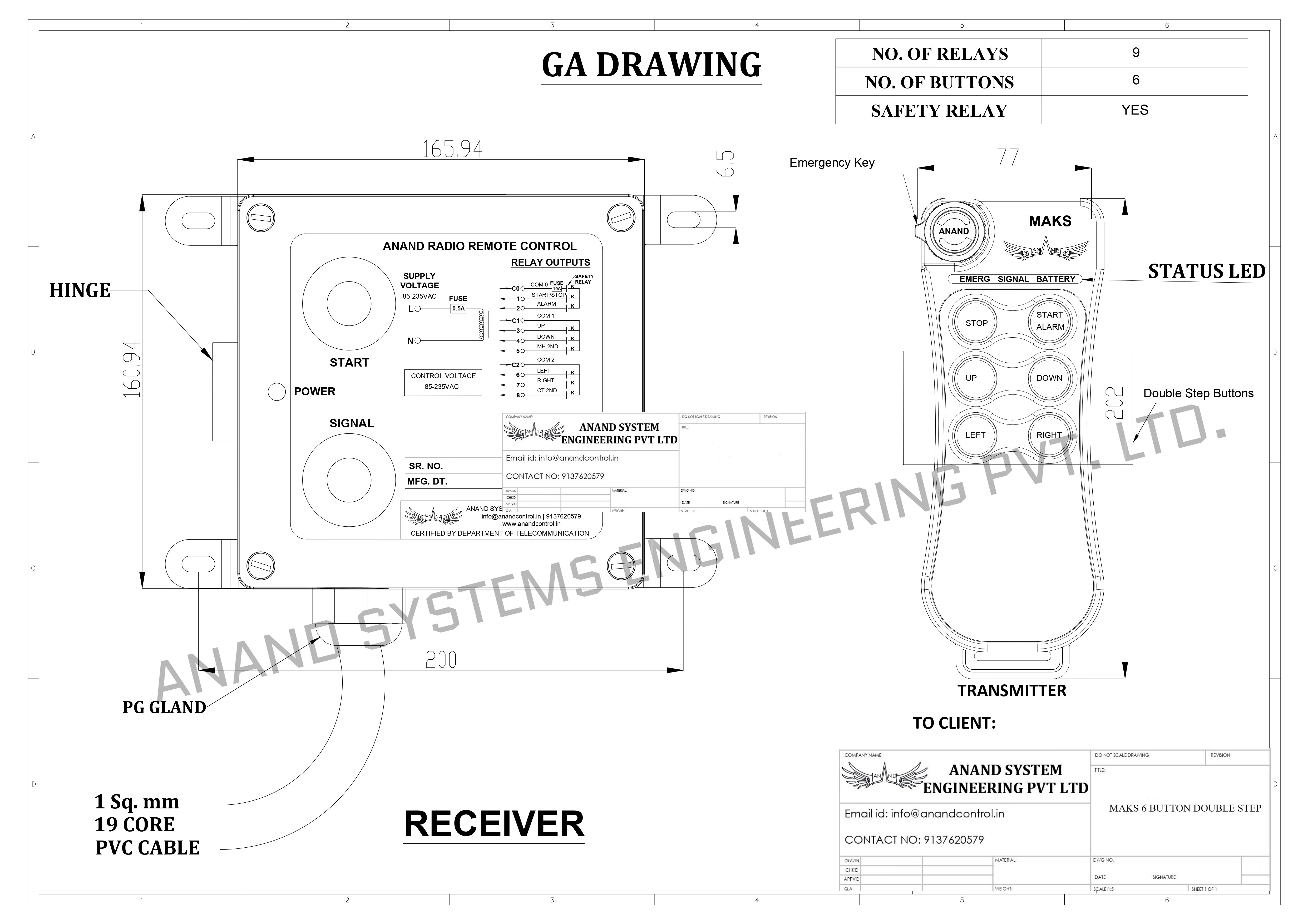 MAKS 6 Button Dual Step GA Drawing