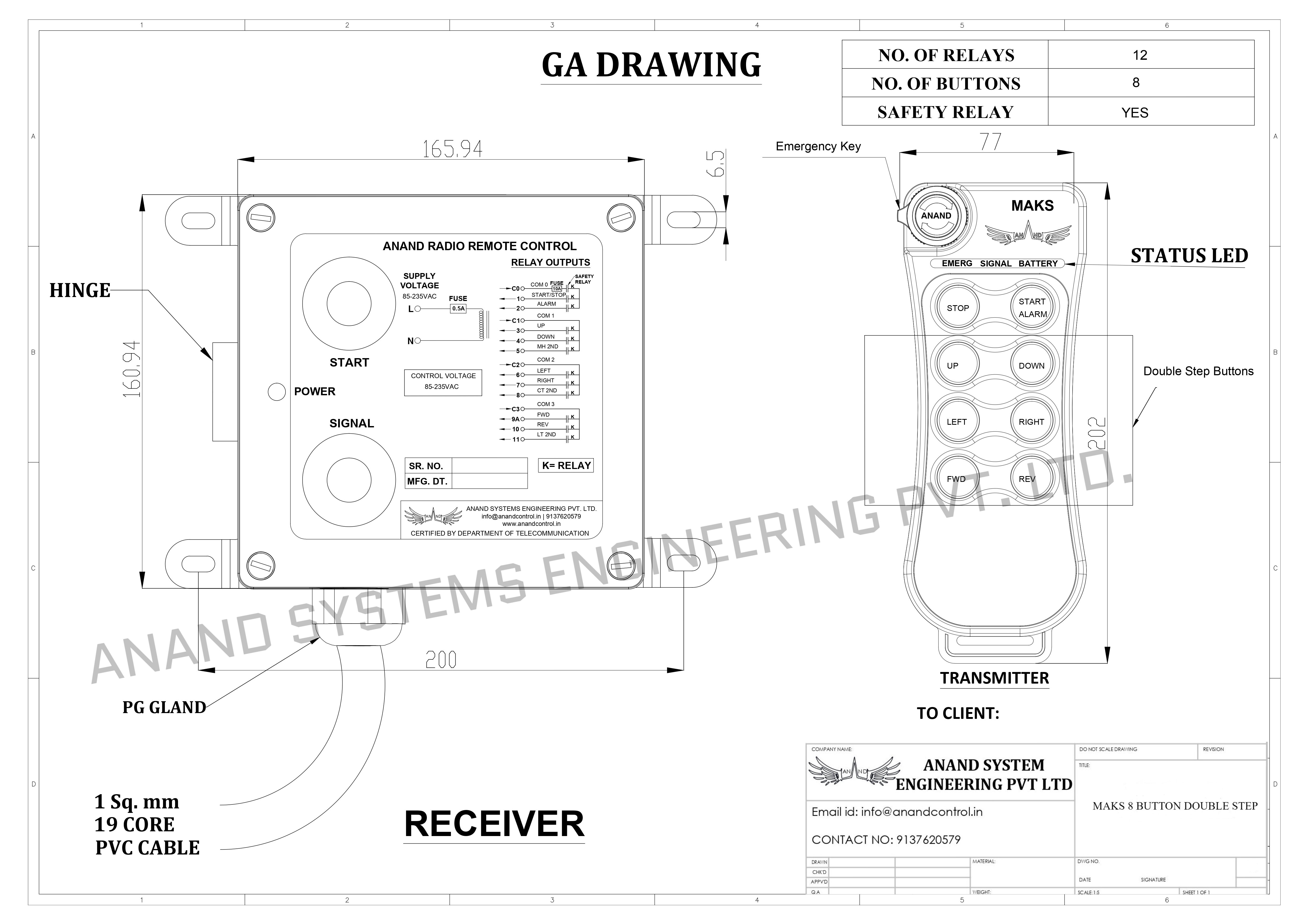 MAKS 8 Button Dual Step GA Drawing
