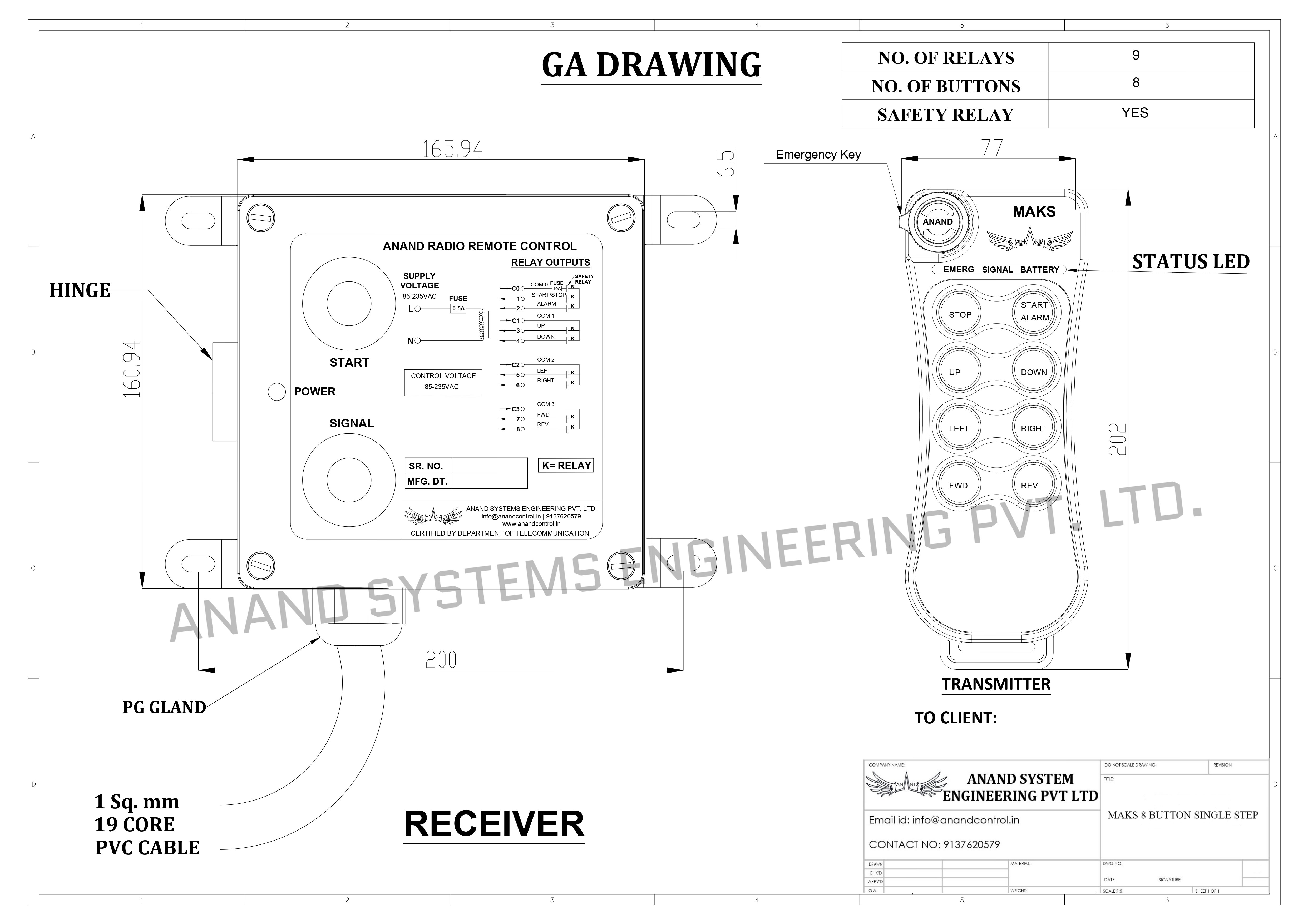 MAKS 8 Button Single Step GA Drawing