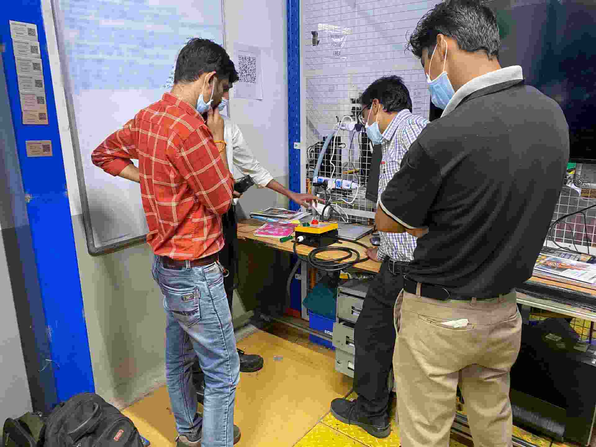 Demonstration of operating a crane with Anand radio remote control